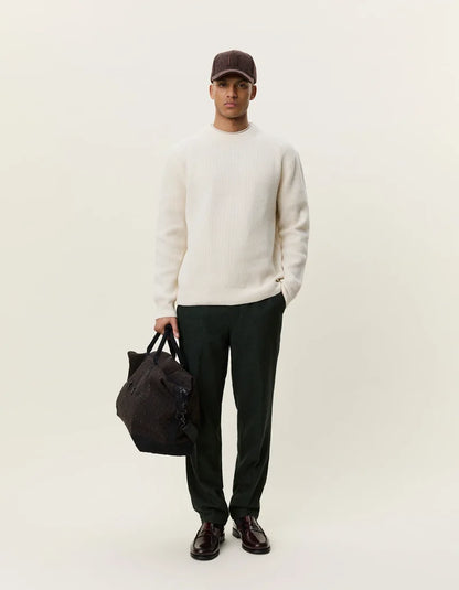 Les deux | Pull en tricot "Round neck" - Ivoire mélange