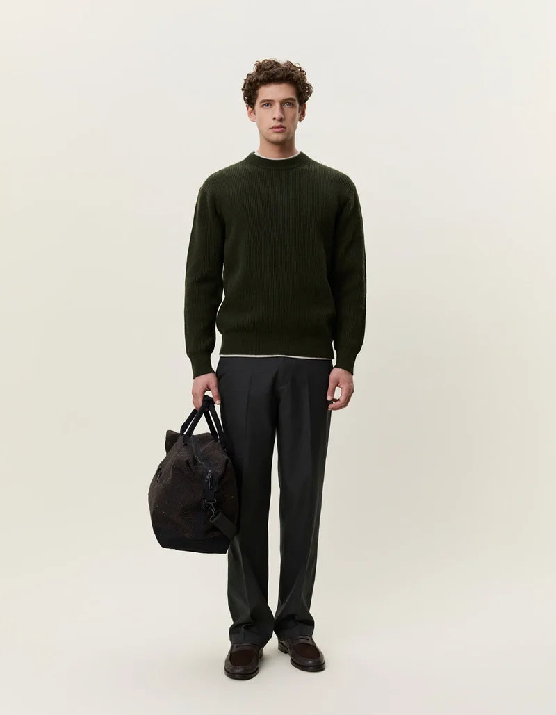 Les deux | Pull en tricot "Round neck" - Vert résine