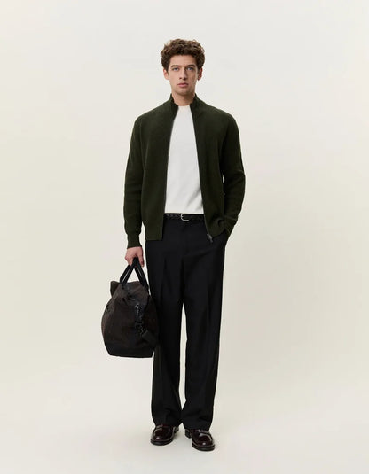 Les deux | Pull en tricot "Zipper" - Vert résine