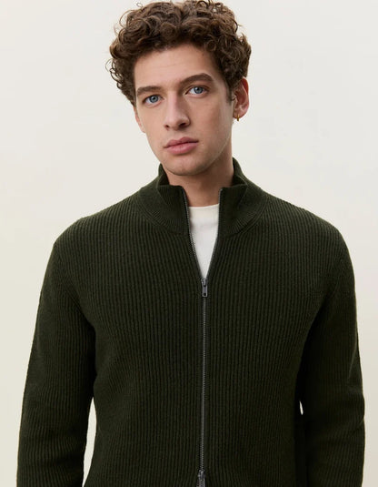 Les deux | Pull en tricot "Zipper" - Vert résine