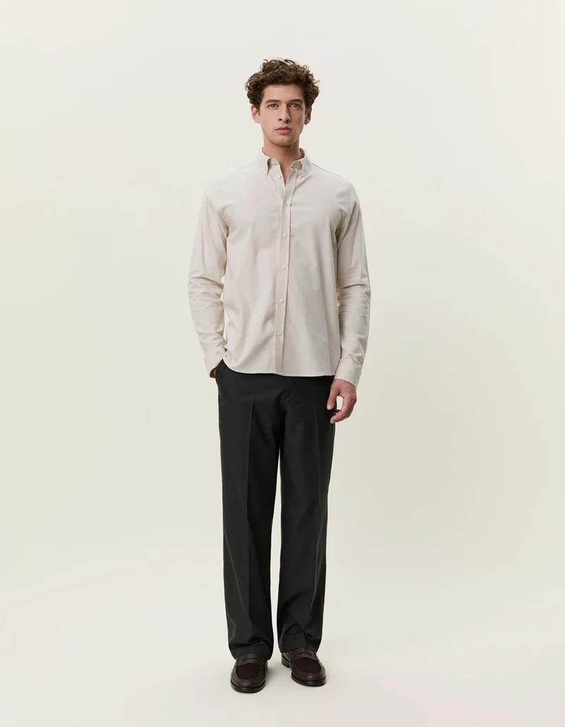 Les deux | Chemise en coton "Flannel douce" - Gris huître