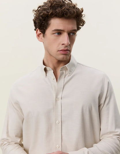 Les deux | Chemise en coton "Flannel douce" - Gris huître
