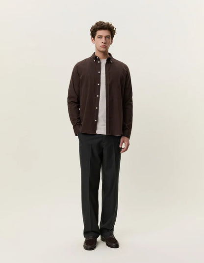 Les deux | Chemise en coton "Flannel douce" - Brun délicieux