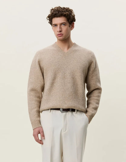 Les deux | Pull en tricot "V-neck" - Brun sable