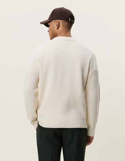 Les deux | Pull en tricot "Round neck" - Ivoire mélange