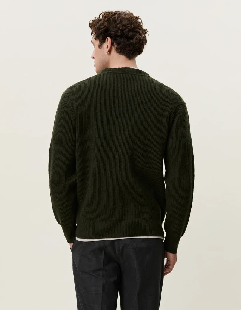 Les deux | Pull en tricot "Round neck" - Vert résine