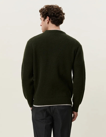 Les deux | Pull en tricot "Round neck" - Vert résine