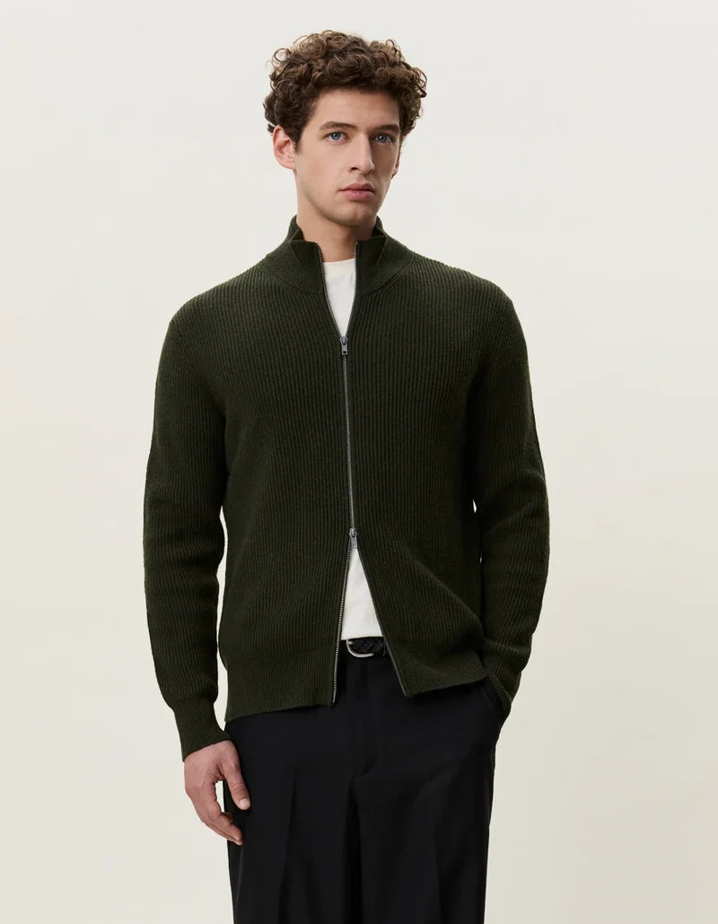 Les deux | Pull en tricot "Zipper" - Vert résine