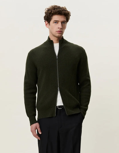 Les deux | Pull en tricot "Zipper" - Vert résine