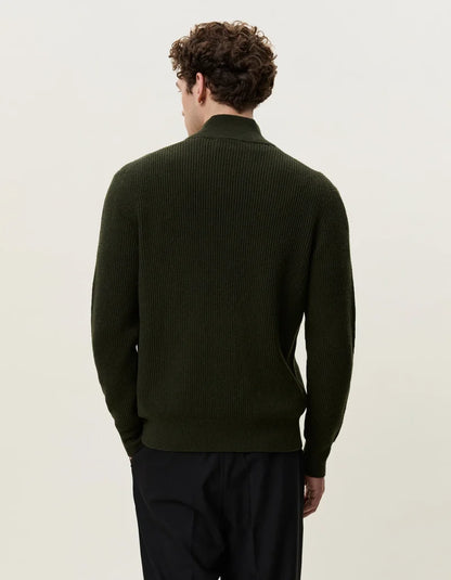 Les deux | Pull en tricot "Zipper" - Vert résine