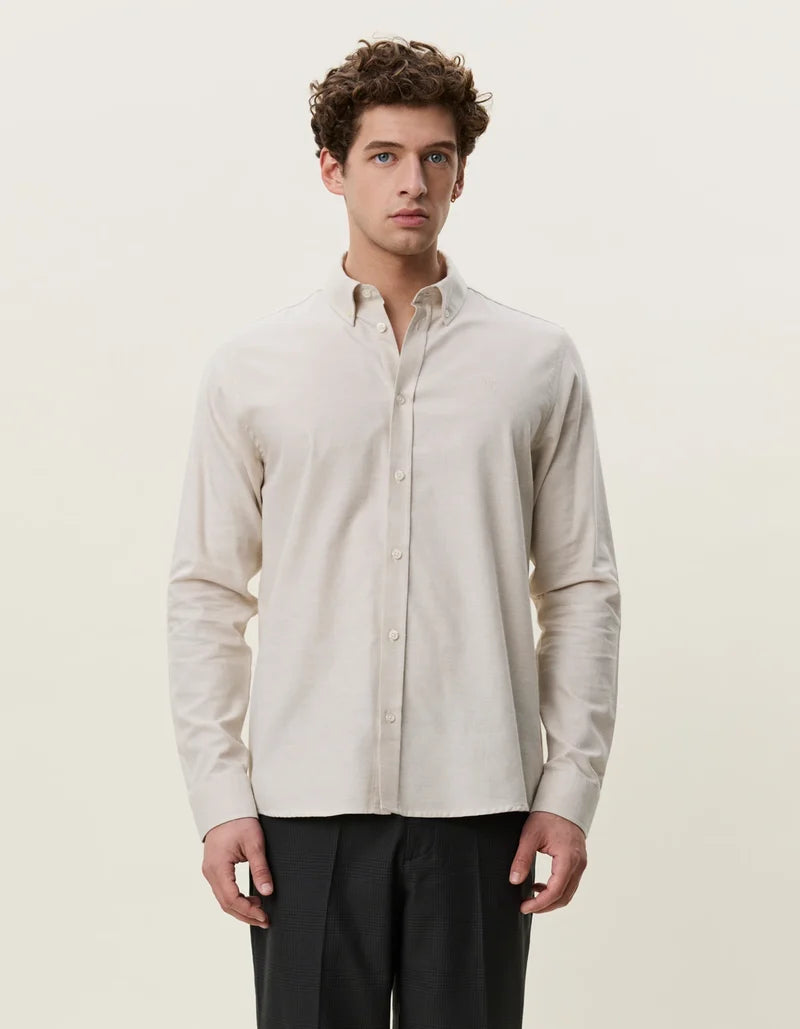 Les deux | Chemise en coton "Flannel douce" - Gris huître