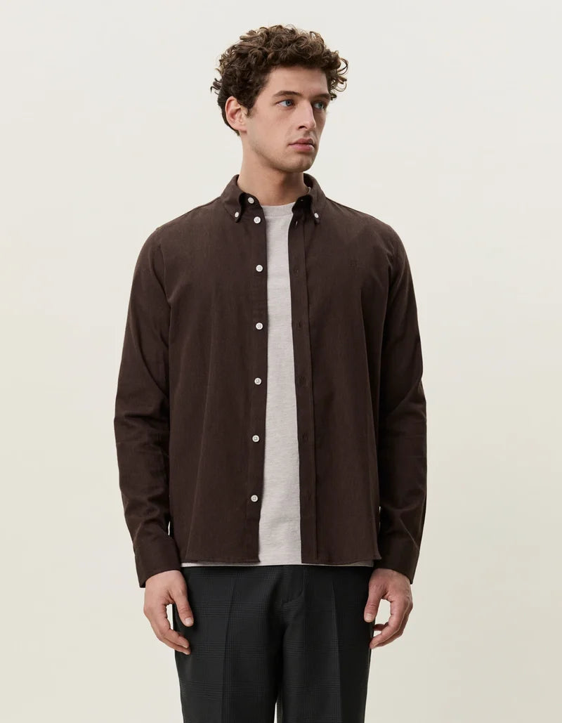 Les deux | Chemise en coton "Flannel douce" - Brun délicieux