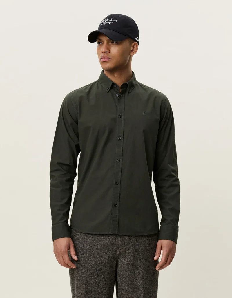 Les deux | Chemise en coton "Oxford" - Vert résine