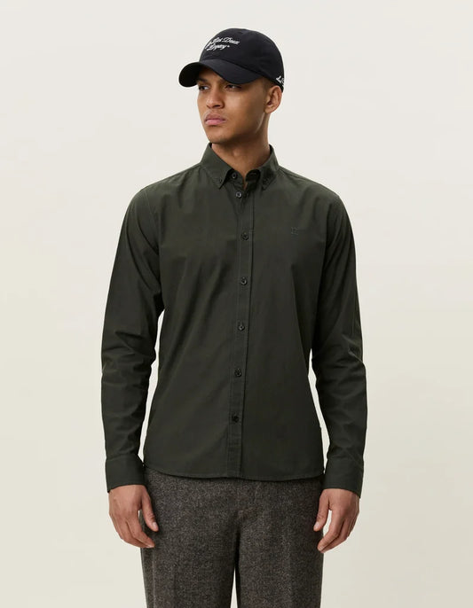 Les deux | Chemise en coton "Oxford" - Vert résine