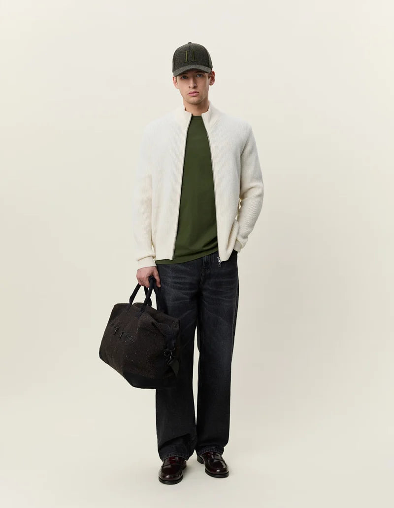 Les deux | Pull en tricot "Zipper" - Ivoire mélange