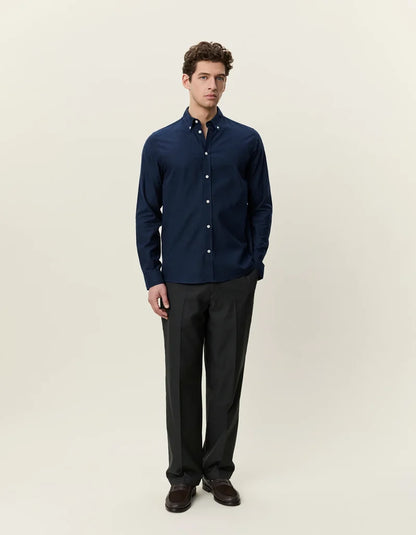 Les deux | Chemise en coton "Flannel douce" - Bleu marin foncé