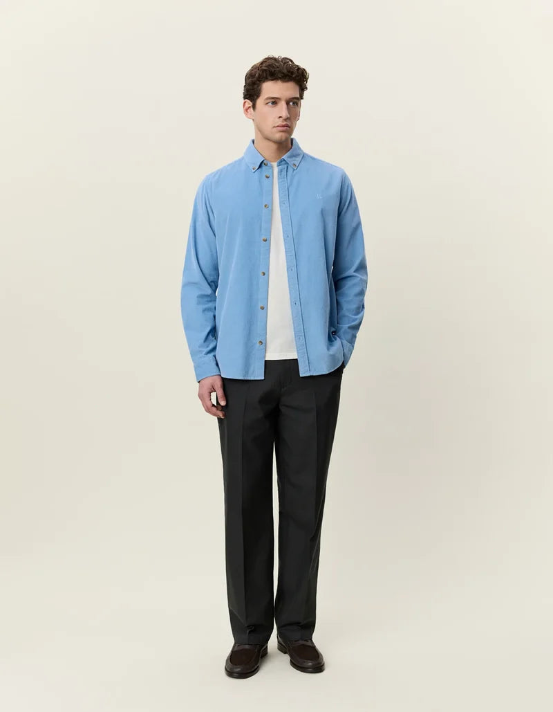 Les deux | Chemise en coton corduroy "Pinwale" - Bleu allure
