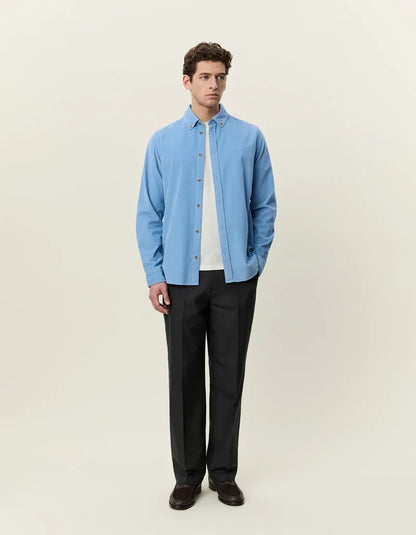Les deux | Chemise en coton corduroy "Pinwale" - Bleu allure