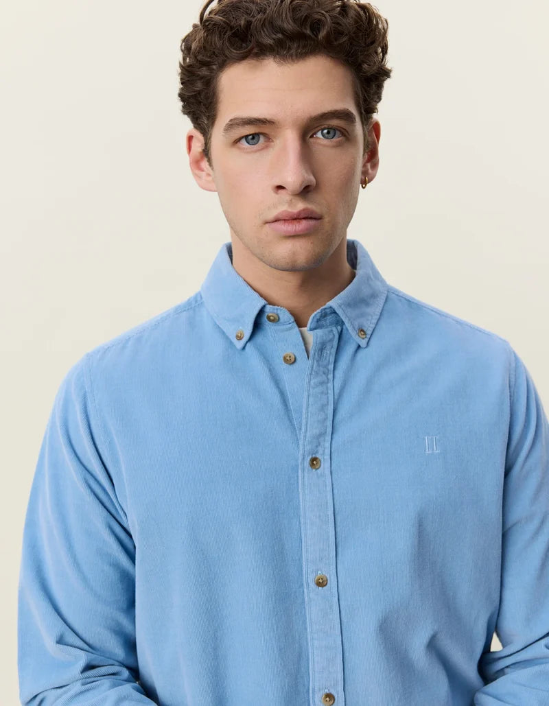 Les deux | Chemise en coton corduroy "Pinwale" - Bleu allure