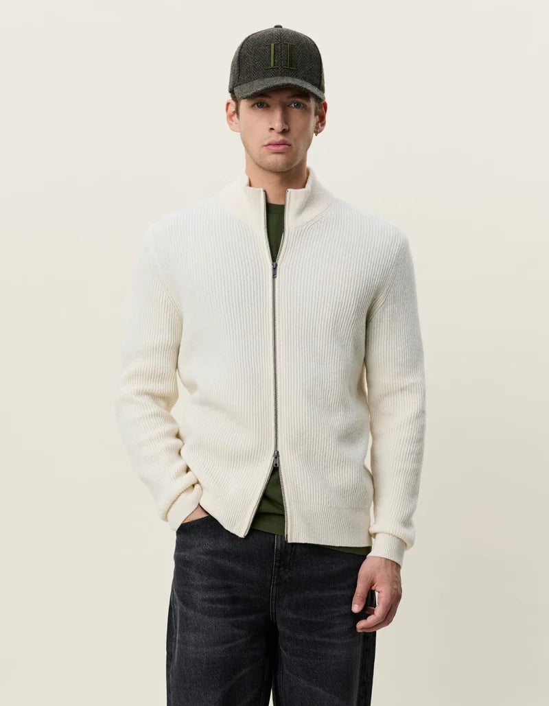 Les deux | Pull en tricot "Zipper" - Ivoire mélange