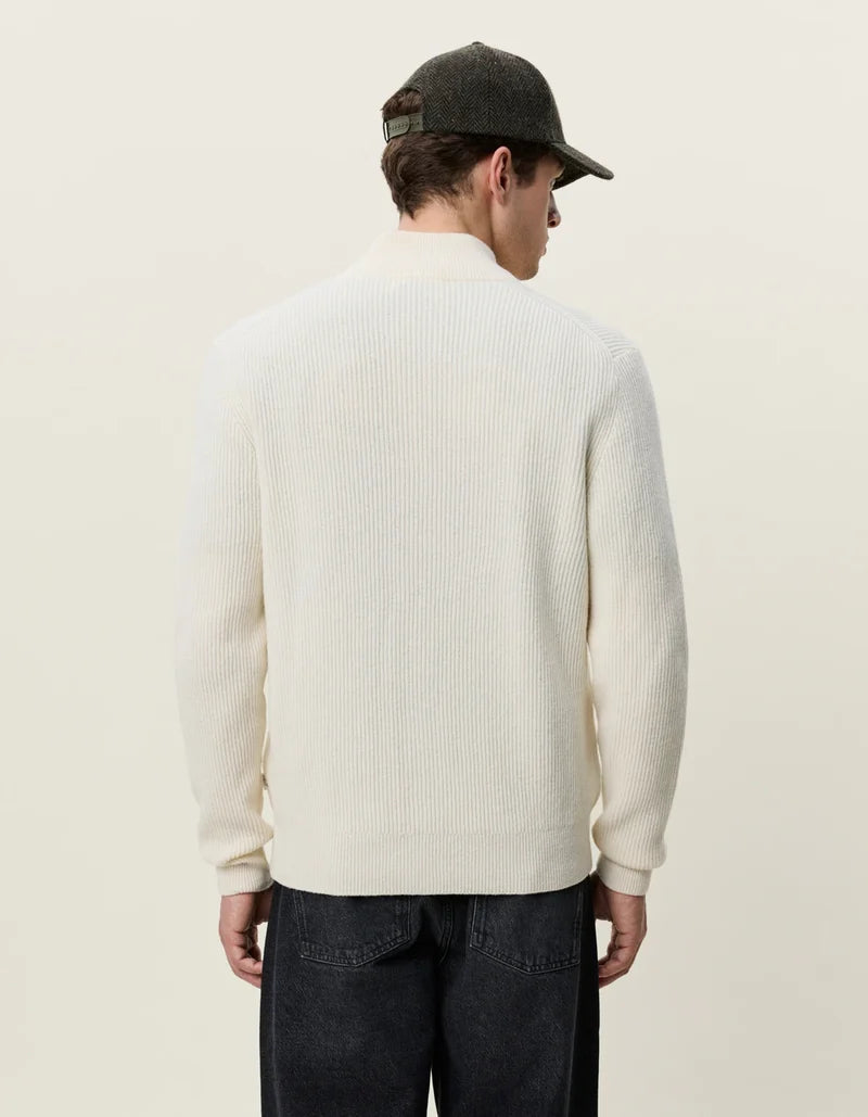 Les deux | Pull en tricot "Zipper" - Ivoire mélange