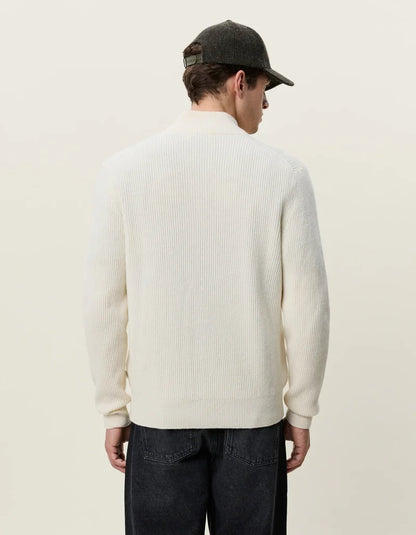 Les deux | Pull en tricot "Zipper" - Ivoire mélange