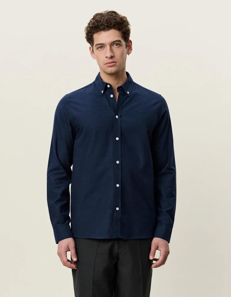Les deux | Chemise en coton "Flannel douce" - Bleu marin foncé
