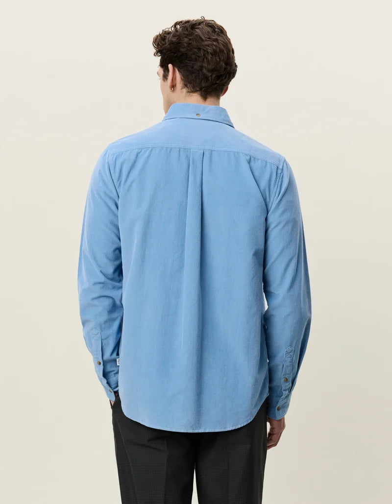 Les deux | Chemise en coton corduroy "Pinwale" - Bleu allure