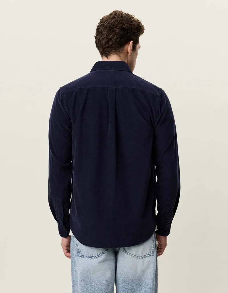 Les deux | Chemise en coton corduroy "Pinwale" - Bleu marin