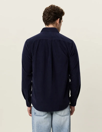 Les deux | Chemise en coton corduroy "Pinwale" - Bleu marin
