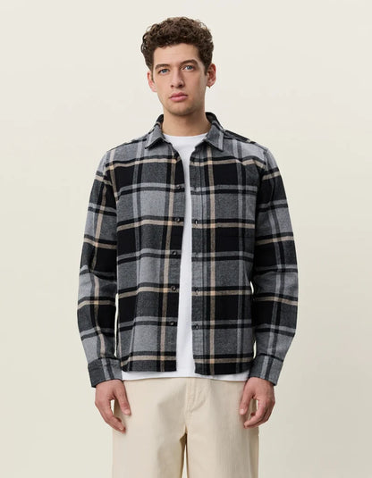 Les deux | Chemise en coton flanelle "Check" - Gris mélange