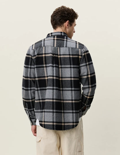 Les deux | Chemise en coton flanelle "Check" - Gris mélange