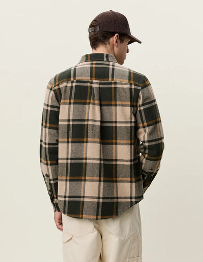 Les deux | Chemise en coton flanelle "Check" - Vert résine