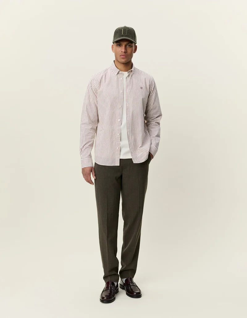 Les deux | Chemise en coton rayée "Oxford" - Bourgogne