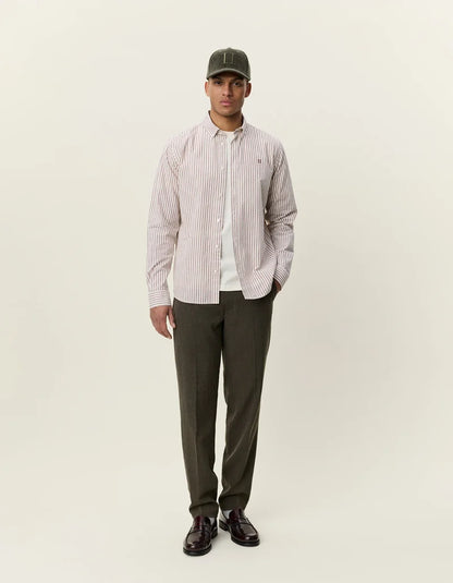 Les deux | Chemise en coton rayée "Oxford" - Bourgogne