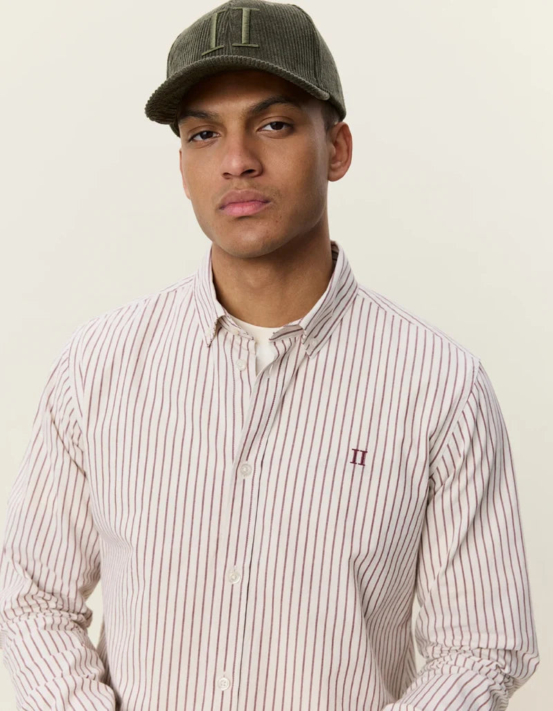 Les deux | Chemise en coton rayée "Oxford" - Bourgogne