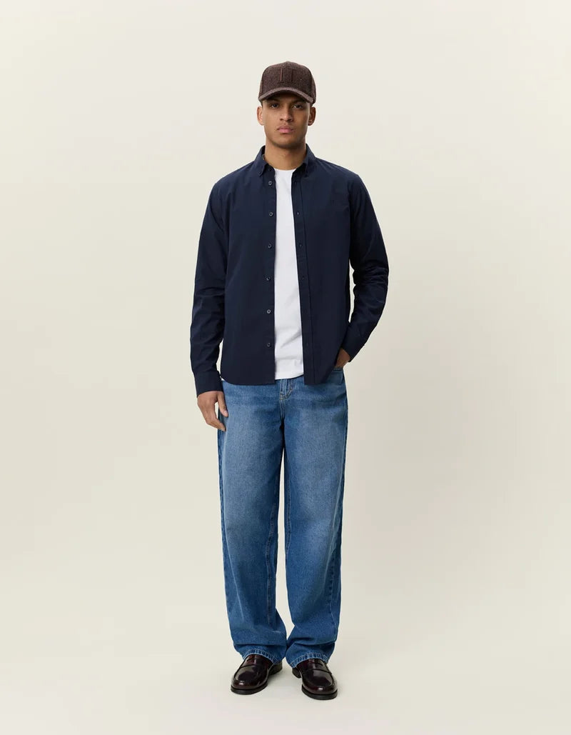 Les deux | Chemise en coton "Oxford" - Bleu marin foncé