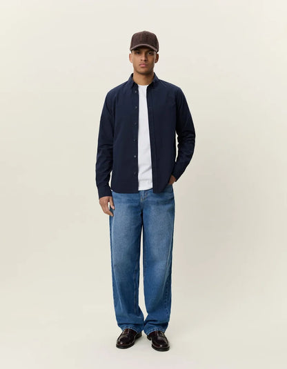 Les deux | Chemise en coton "Oxford" - Bleu marin foncé
