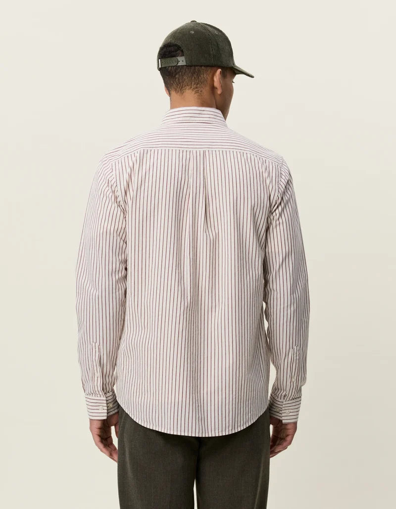 Les deux | Chemise en coton rayée "Oxford" - Bourgogne