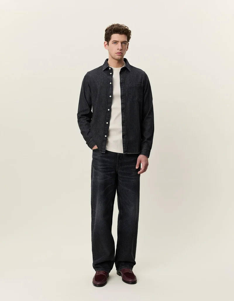 Les deux | Chemise en coton "Denim" - Noir délavé