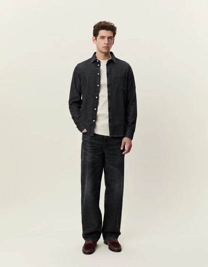 Les deux | Chemise en coton "Denim" - Noir délavé