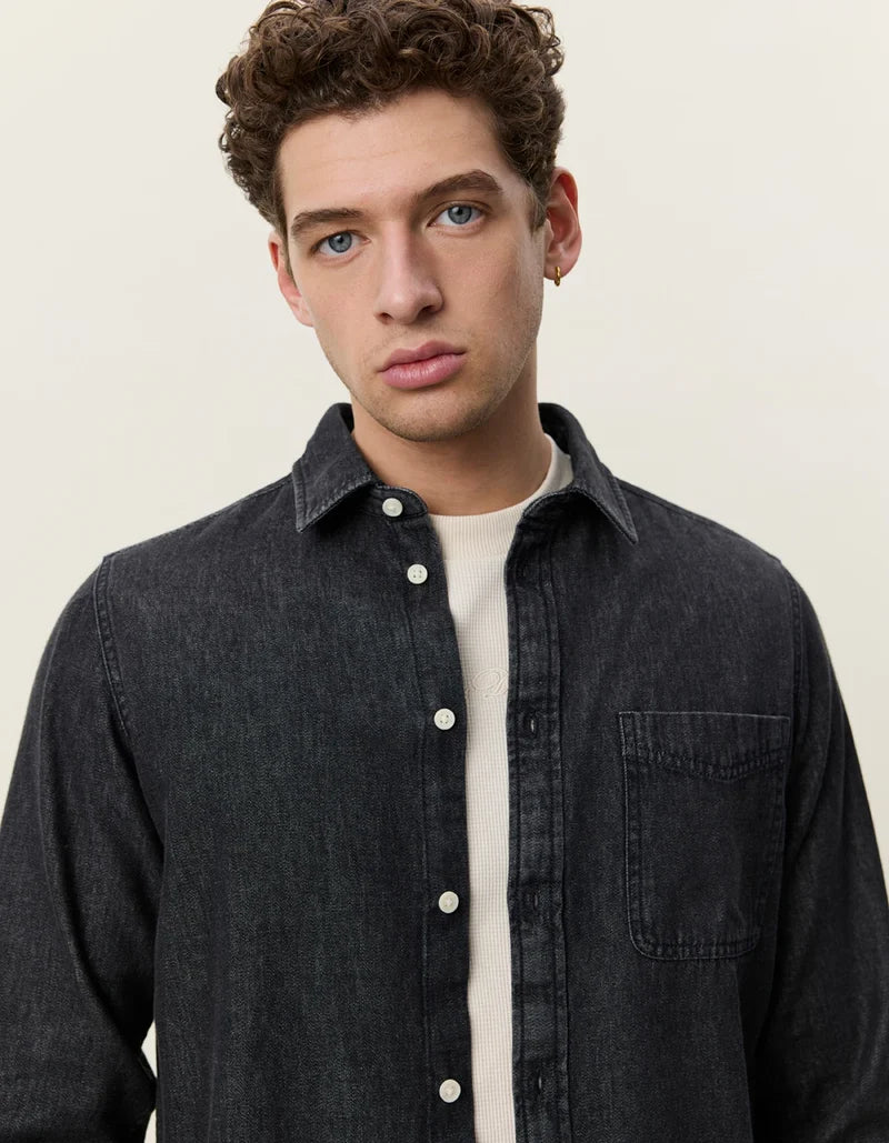 Les deux | Chemise en coton "Denim" - Noir délavé