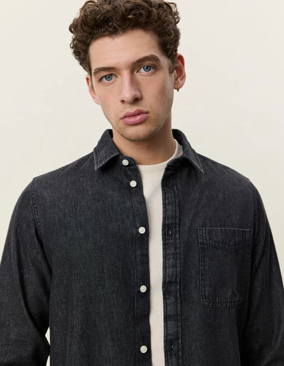 Les deux | Chemise en coton "Denim" - Noir délavé
