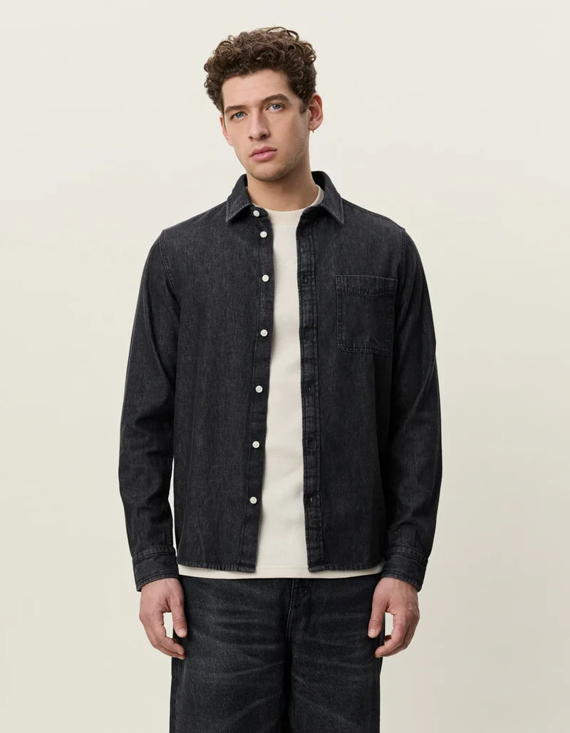 Les deux | Chemise en coton "Denim" - Noir délavé