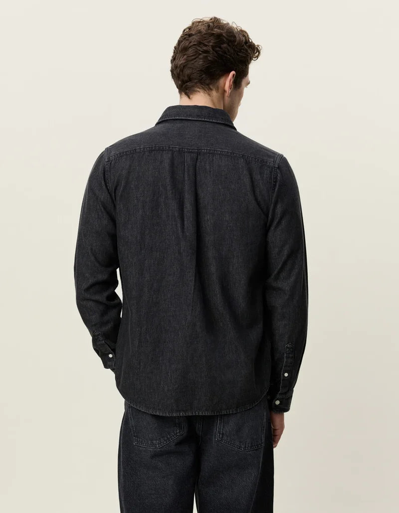 Les deux | Chemise en coton "Denim" - Noir délavé