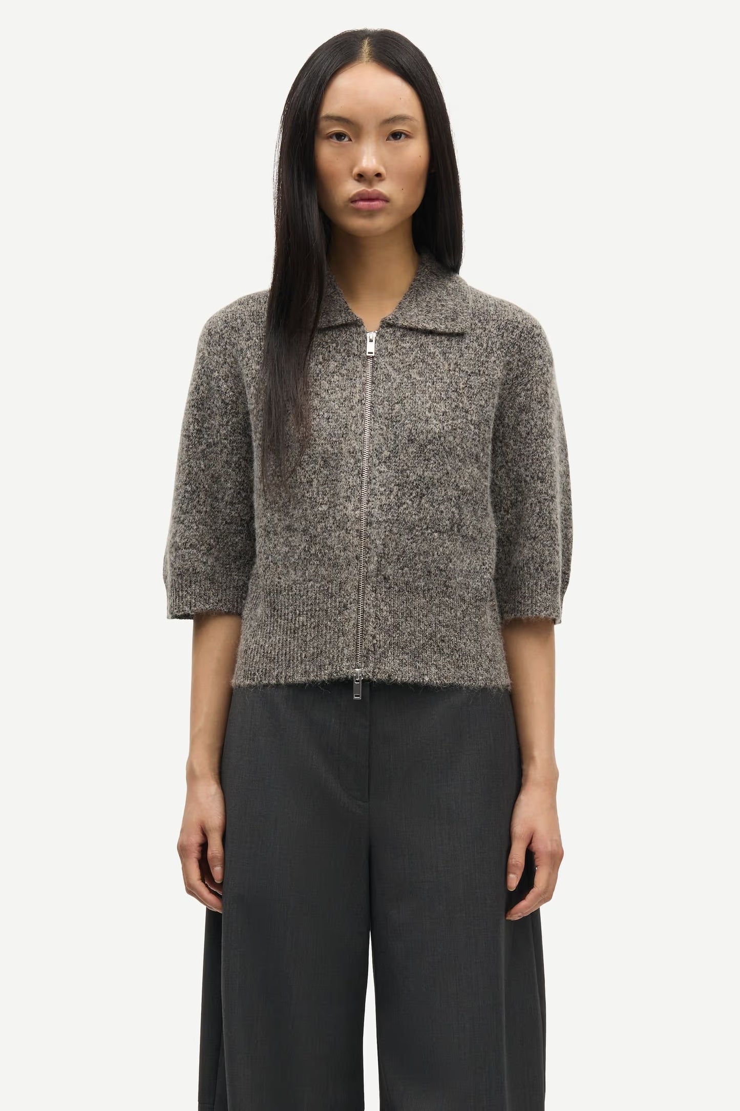 SAMSØE | Cardigan manches courts "SAKELSIE"- Brun/ gris