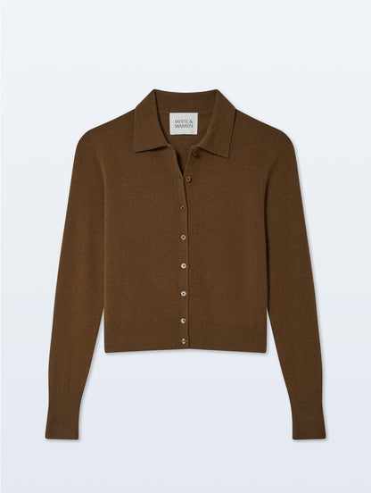 White + Warren |  Polo à manches longue - Brun doré