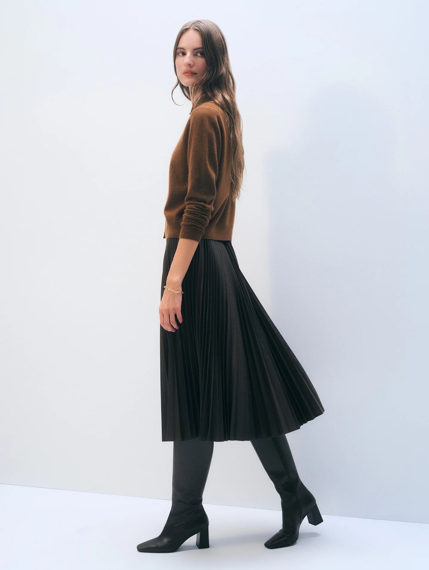 White + Warren |  Polo à manches longue - Brun doré