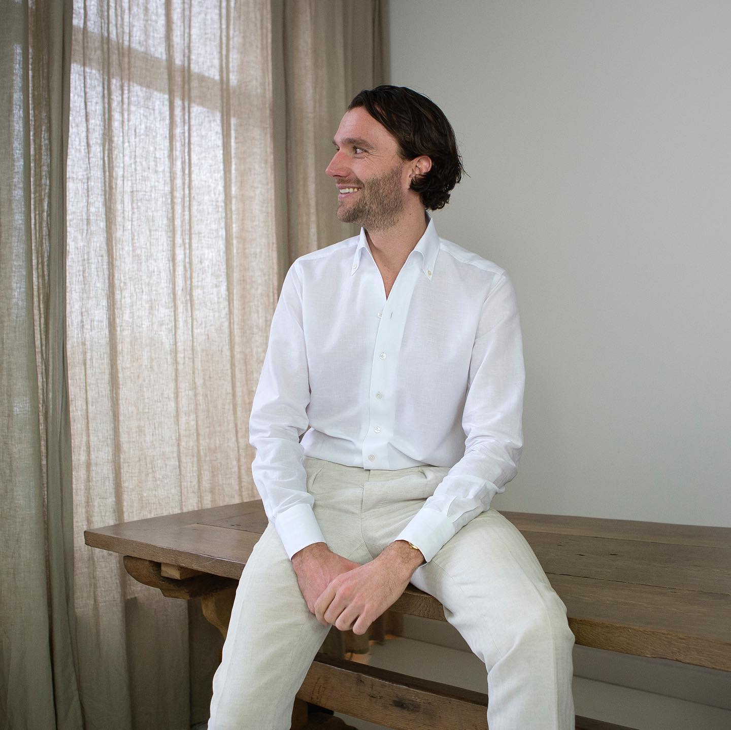 Emanuel Berg | Chemise en coton et lin ''Bellagio'' - Blanc