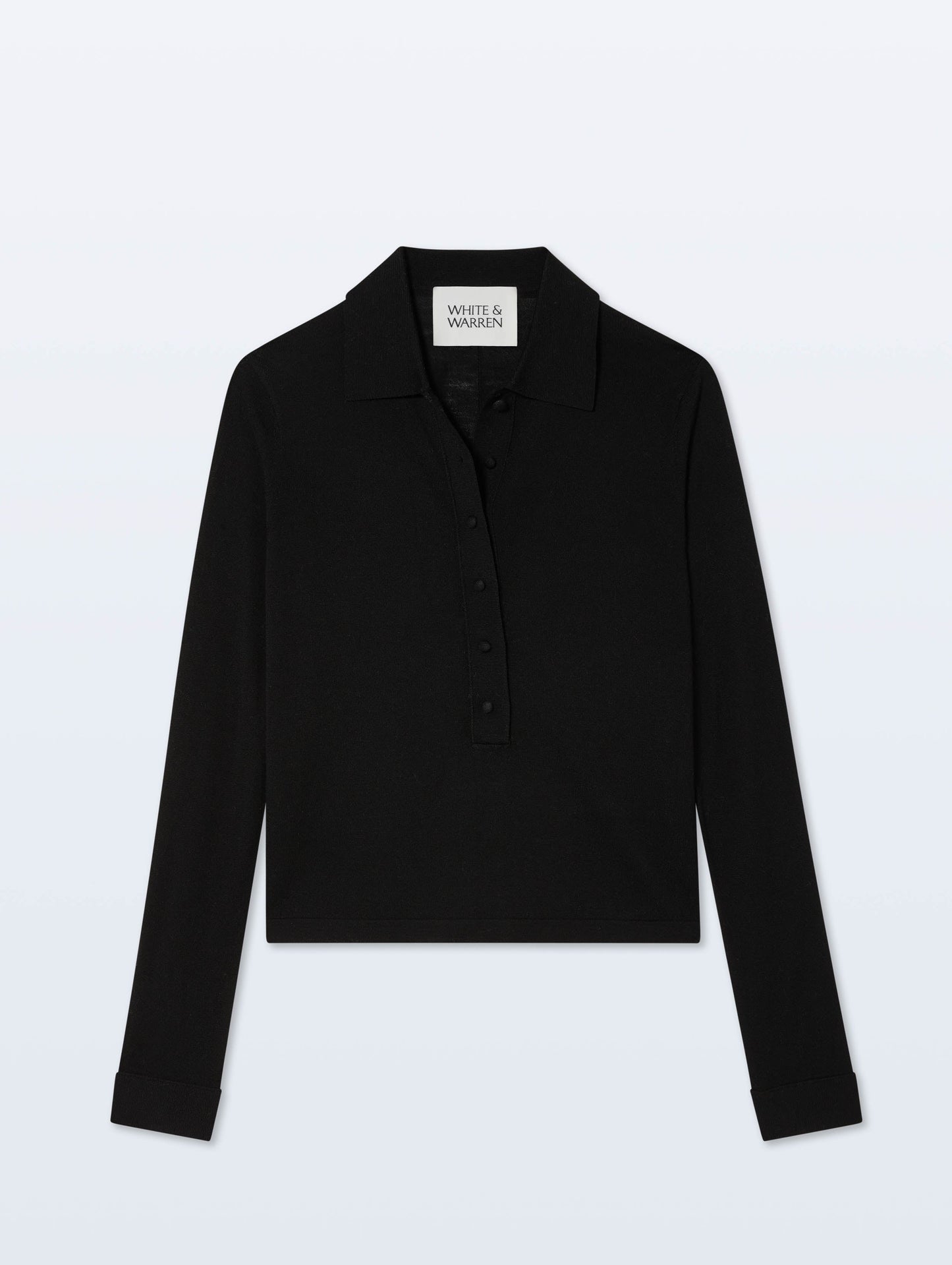 White + Warren |  Le polo en laine mérinos extra-fine - Noir